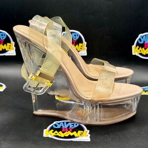 Size 9 - Fashion Nova Open Toe Sandal Hoko Transparent Glass High Heel Women